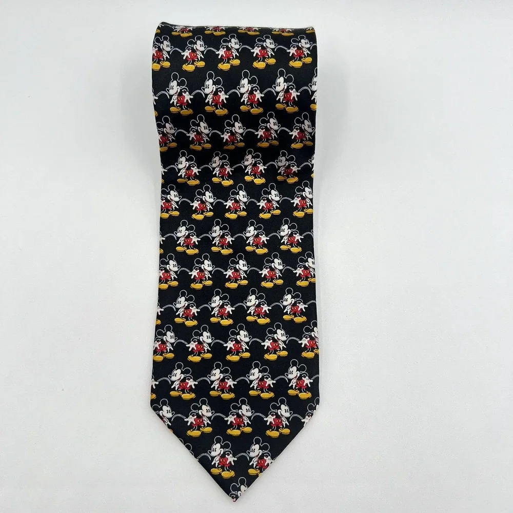 Vintage Mickey Unlimited Men’s 100% Silk Tie 58” AOP Mickey Mouse Disney